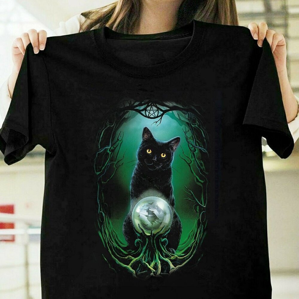 Black Cat Halloween T-Shirt The Mountain Graphic Tee .